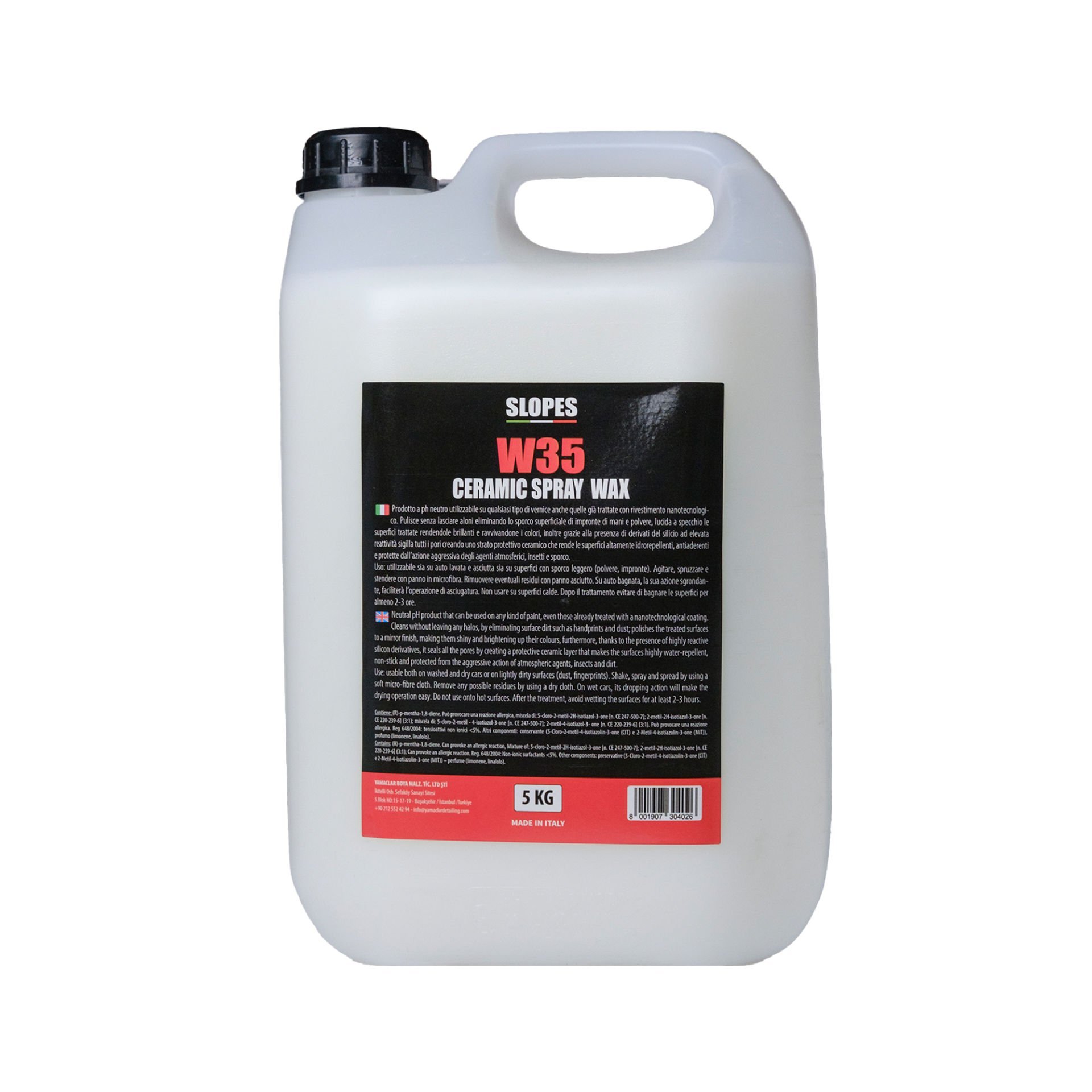 Slopes W35 Ceramic Spray Wax Seramik İçerikli Hızlı Cila 5lt.
