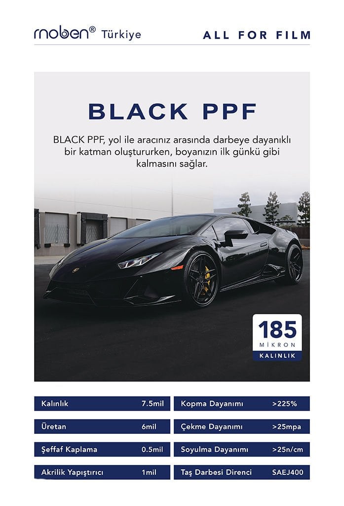 Moben Black Siyah Ppf Kaplama 185 Mikron