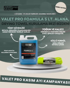 Valet Pro Foamula 1 Ph Nötr Yıkama Köpüğü 5lt Alana Drying Towel Kurulama Bezi Hediye
