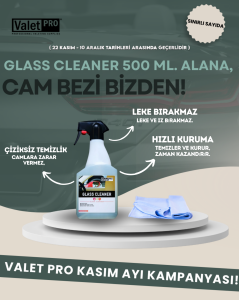 Valet Pro Cam Temizleme Glass Cleaner 500 ml. Alana Glass Cloth Cam Bezi Hediye