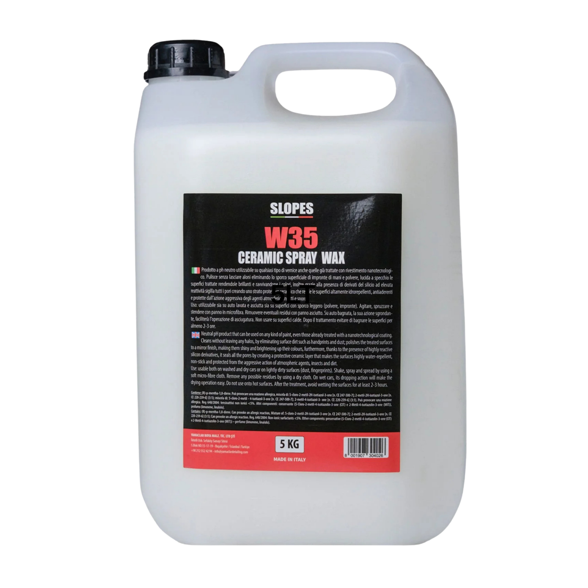 Slopes W35 Ceramic Spray Wax Seramik İçerikli Hızlı Cila 5lt.