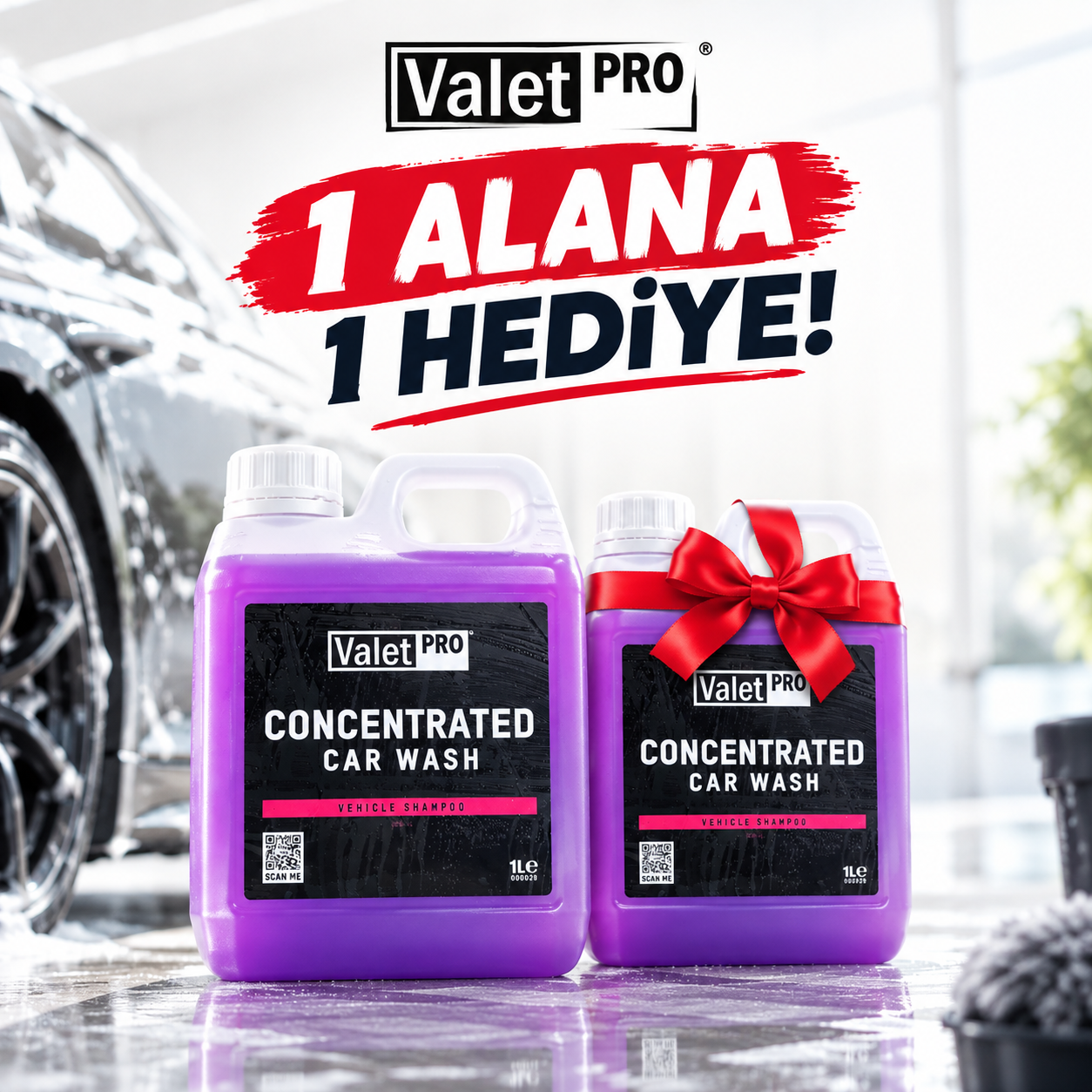 Valet Pro Concentrated Car Wash 1lt. Seramik Korumalar için PH Dengeli Konsantre Şampuan 1LT ALANA 1 LT HEDİYE