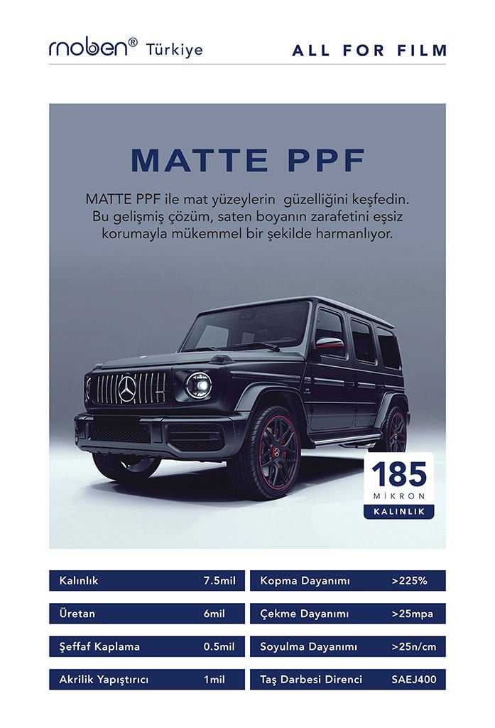 Moben Matte (Mat) Ppf Kaplama 185 Mikron