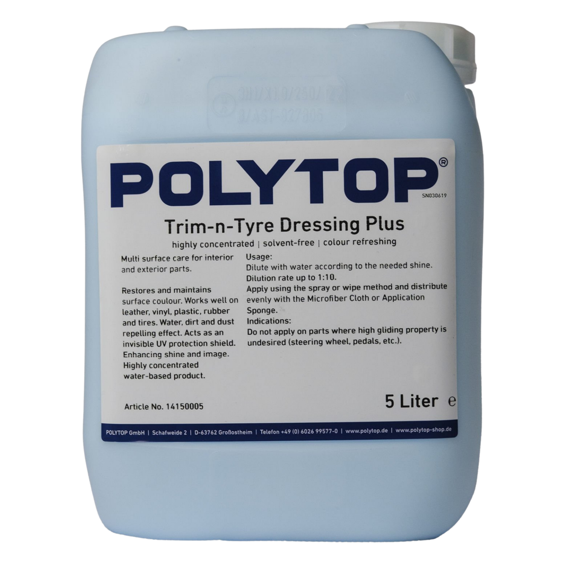 Polytop Trim & Tyre Dressing Motor Trim Koruyucu Ve Parlatıcı 5lt.